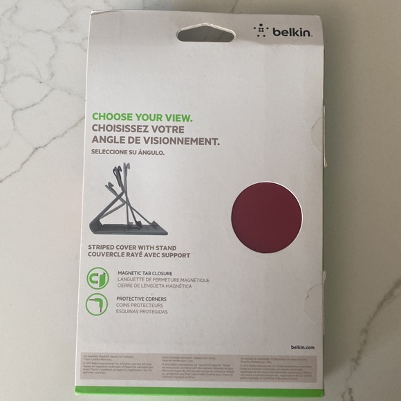 3/$10 Belkin iPad mini red striped cover with stand - Picture 2 of 7